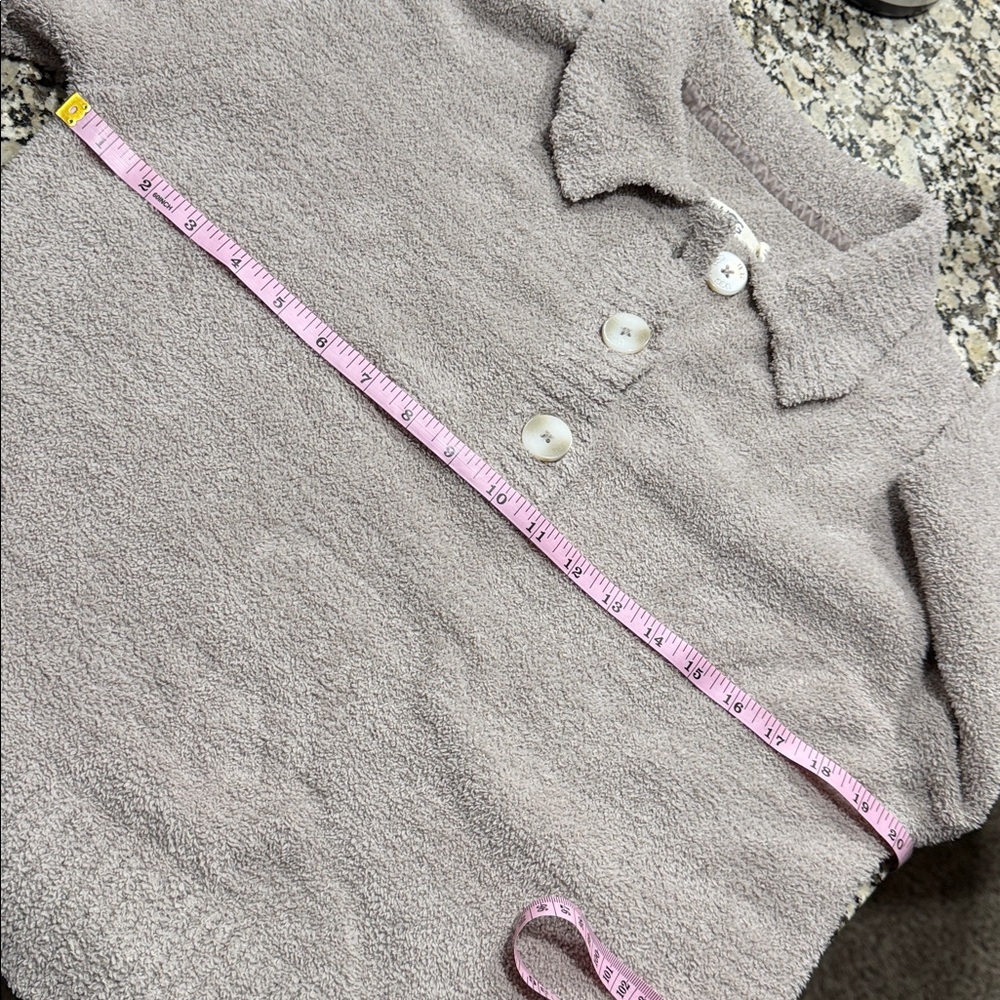 Ugg mowery fleece sweater polo shirt top beige tan granite S - Picture 3 of 8